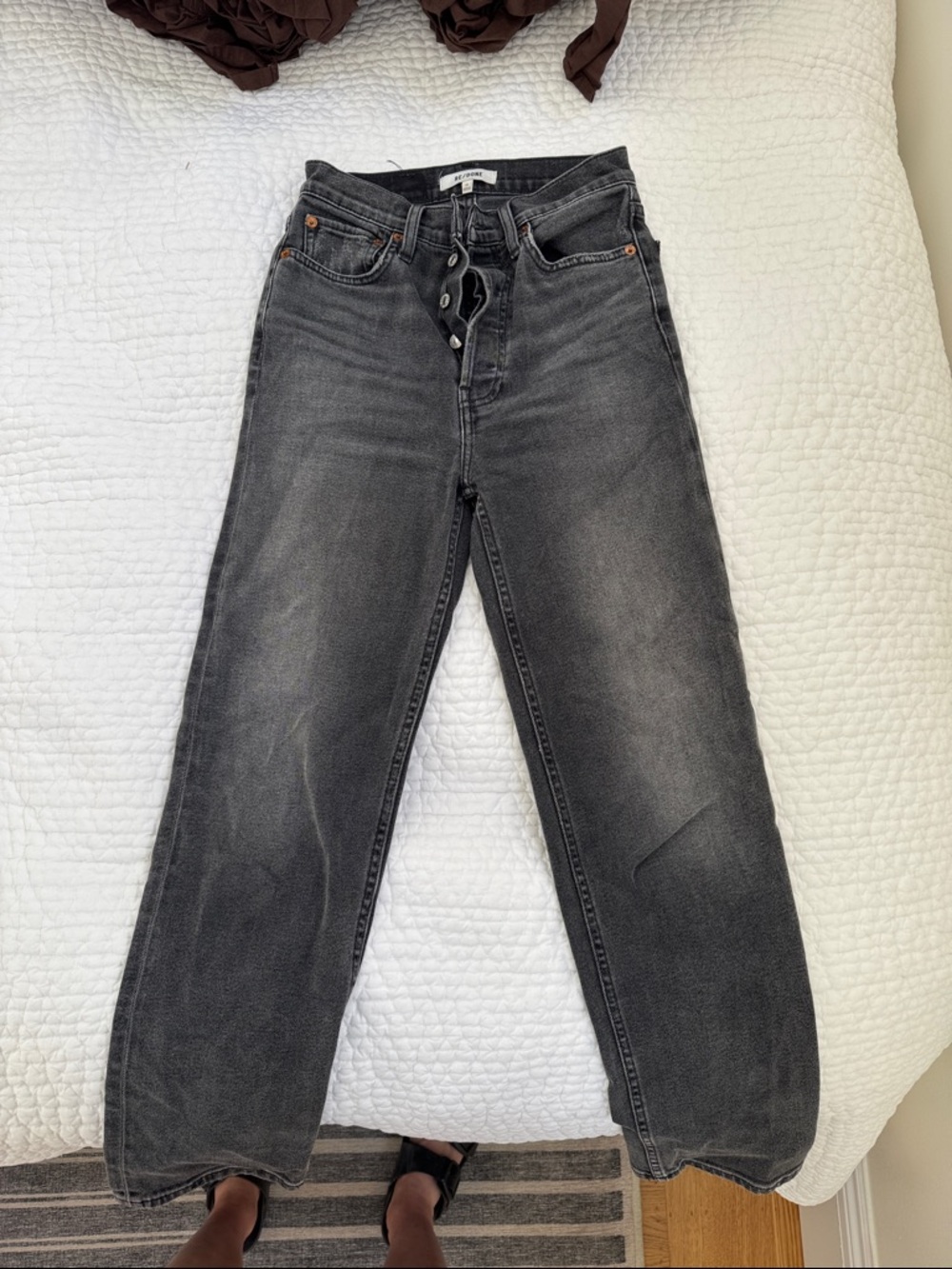 Re/Done Women's Relaxed High-Rise Black Wash Jeans